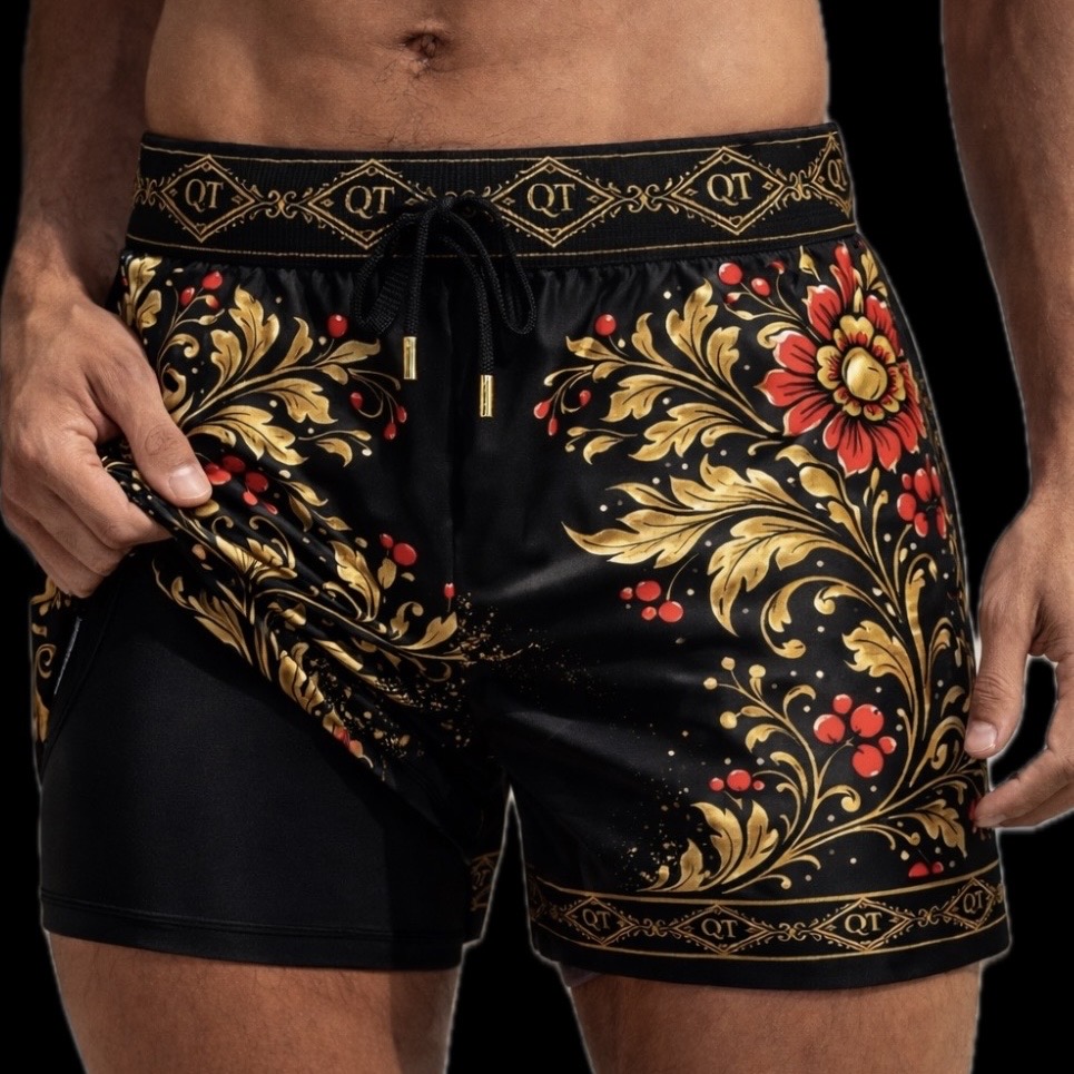 black gold men swim shorts QT luxury design